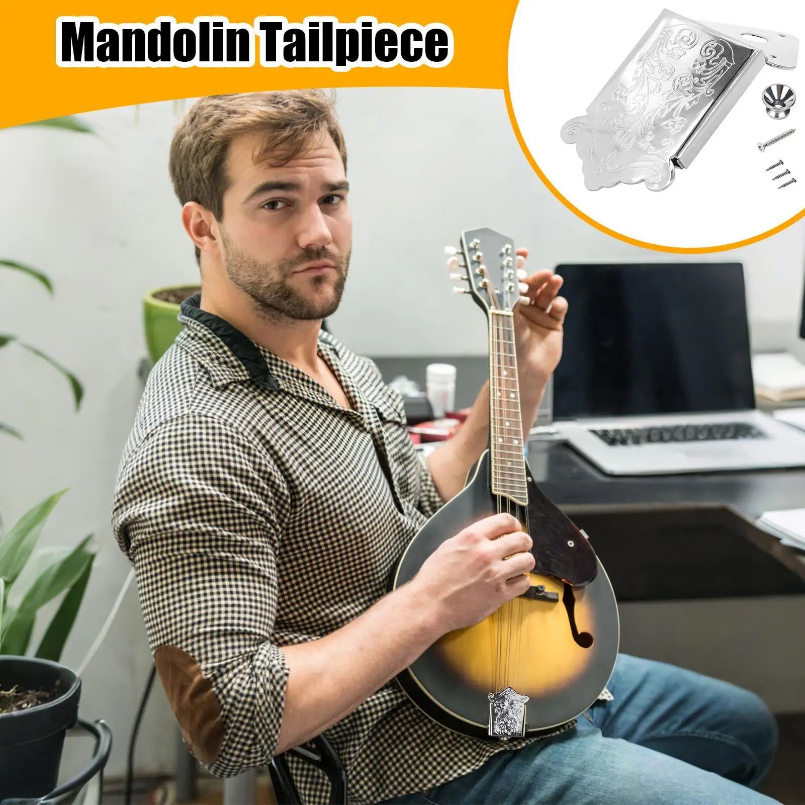 Mandoline Staartstuk Vervanging 8-String Mandoline Staartstuk Accessoires Met Gesp En Schroeven Muziekinstrument Onderdelen Voor