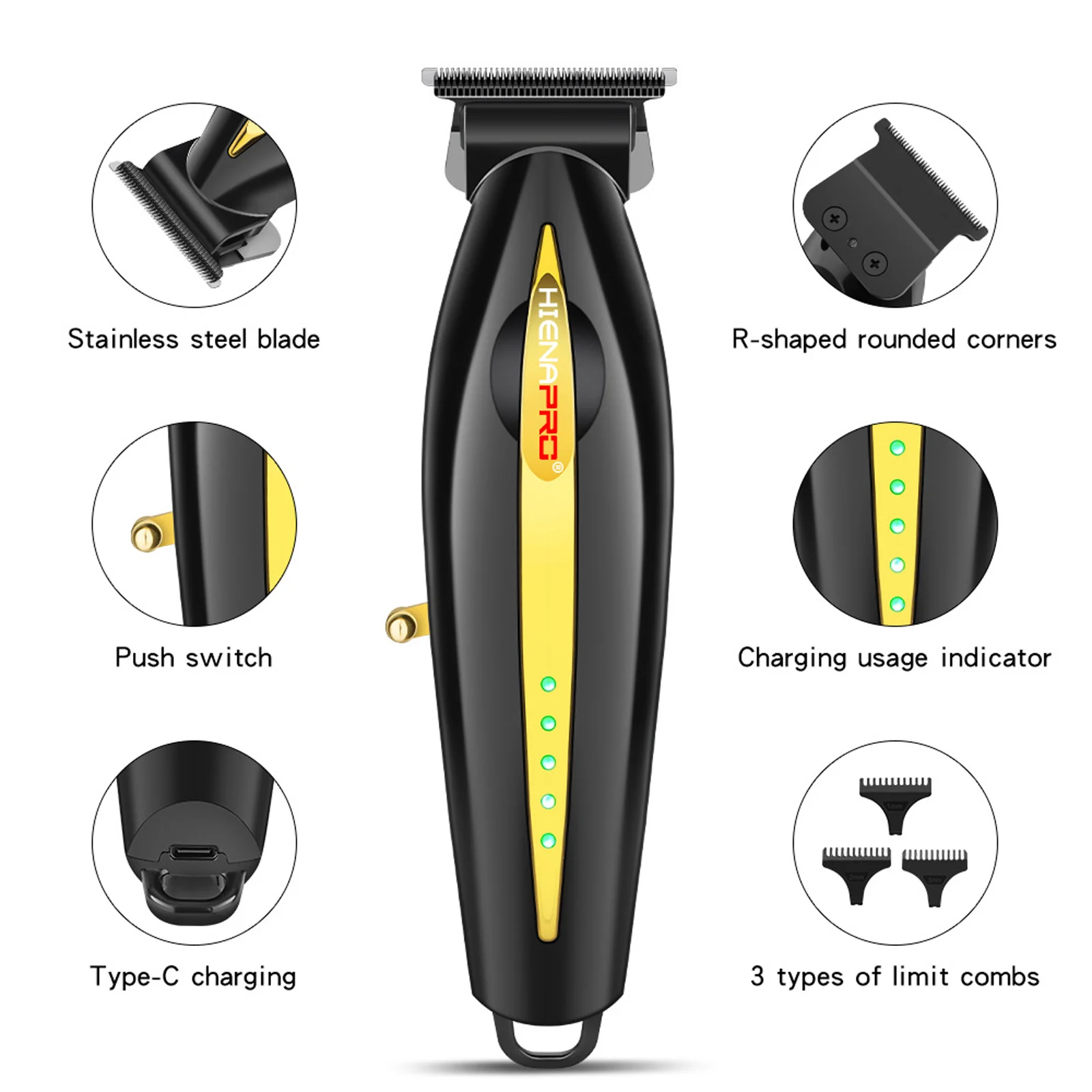 

HIENA Professional Hair Clipper 1800mah High Power Cordless Electric Hair Trimmer Barber Salon Hairdressing Grooming Hair Cutter