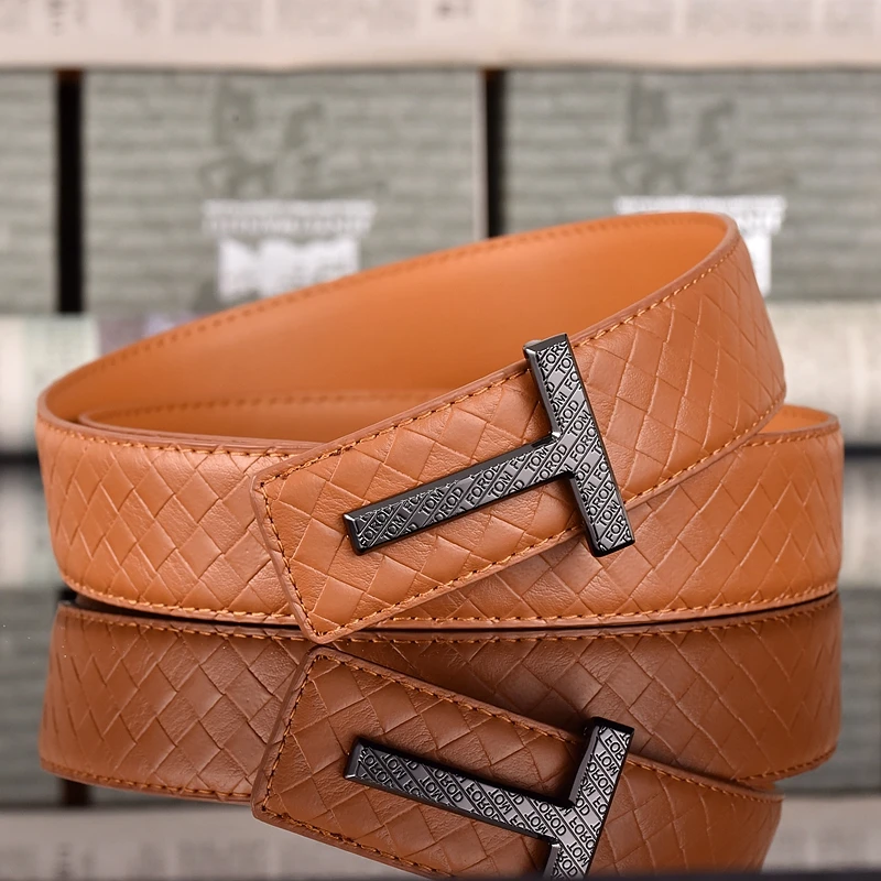 

Men's leather belt, high-end two-layer pure cowhide, trendy casual pants belt for young people, trendy belt for young people