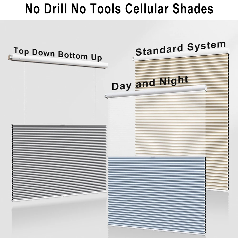 Blackout Window Blinds Easy Install Cellular Shade No Tools Cellular Shades Top Down Bottom up Cordless No Drill Honeycomb Blind
