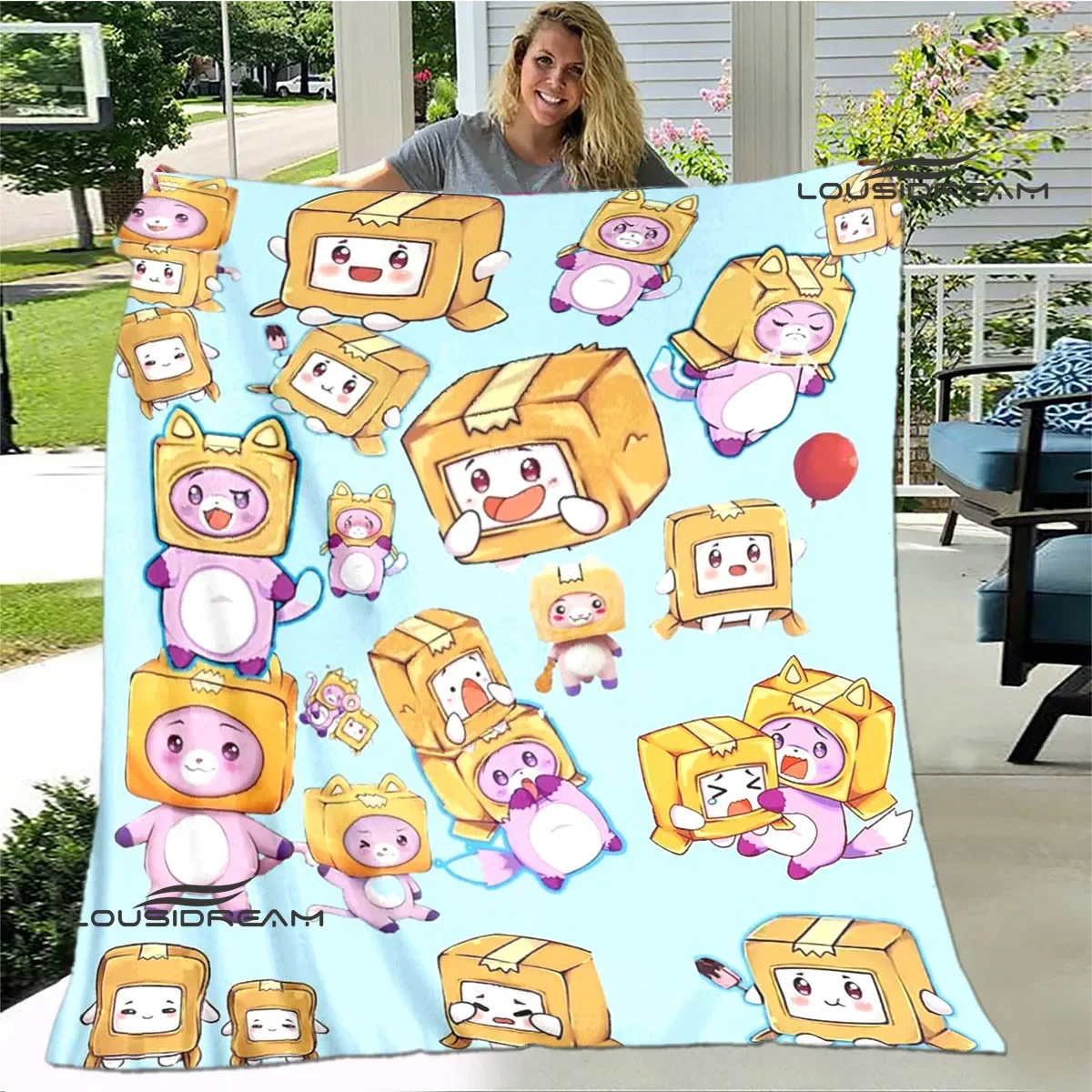 Lankybox-بطانية بشفة ، ماكر ، لطيف ، دافئ ، ناعم ، مريح ، منزل ، سفر ، بطانات سرير ، هدية عيد ميلاد