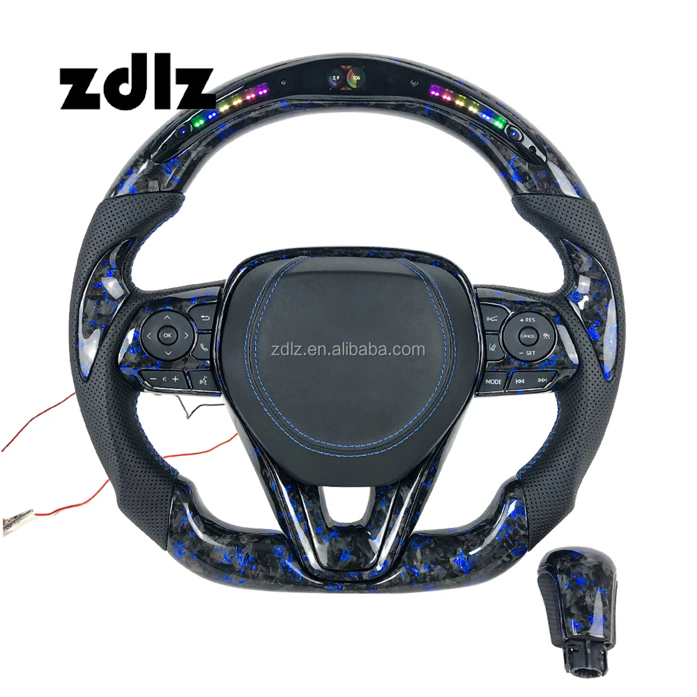 

For Toyota Corolla Camry 2018-2024 Automotive Interior Accessories Customized Blue Powder Forged Carbon Fiber Steering Wheel
