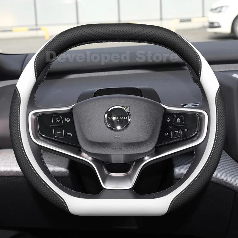 

Car Steering Wheel Cover For Volvo EX30 cross country 2025 2026 Leather double D-type Auto Steering Wheel Volvo EX30 Accessories