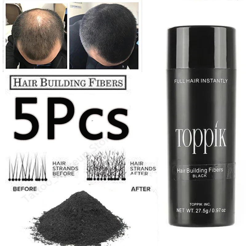 

TOPPIK 5pcs Hair Fibers Keratin Spray Hair Building Fibers 27.5g Instant Powders Spray Applicator Hairline Optimizer