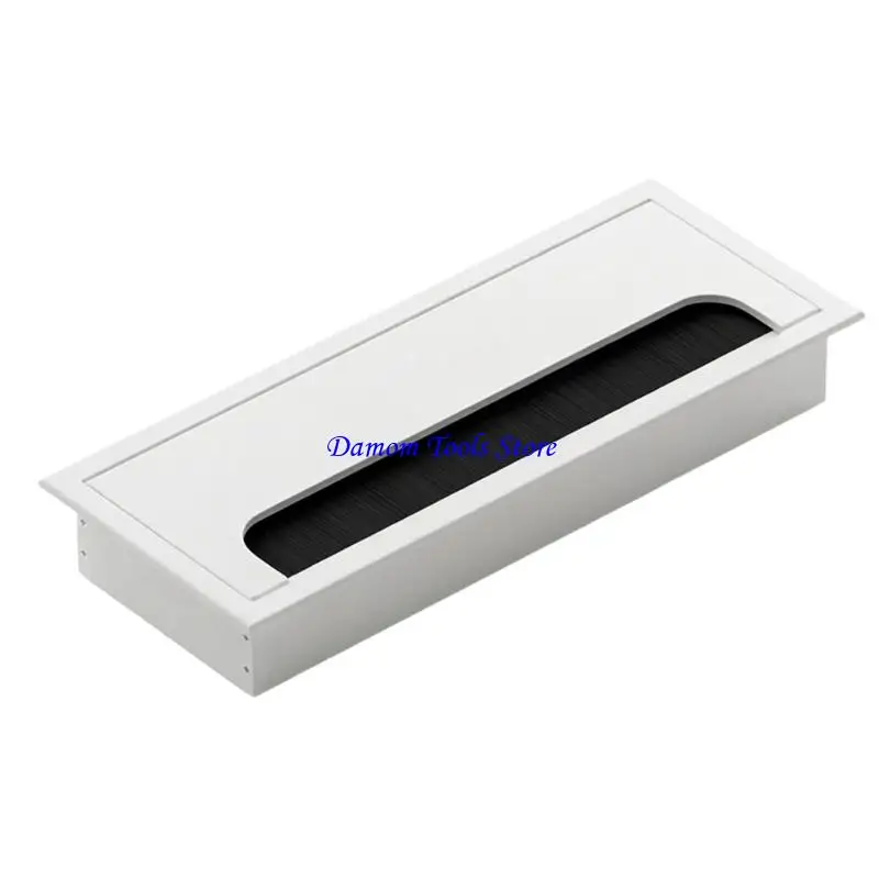57BE Conference Table Cable Box with Brush Opening Aluminum Table Cable Grommet Box