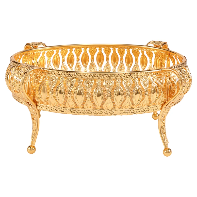 Поднос для домашней еды, винтажная тарелка с фруктами, стол, железная коробка для хранения закусок, овальный поднос, золотая корзина с фруктами, декор стола