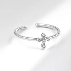 VOQ Exquisite Silver Color Ring for Women Timeless Christian Cross Ring New Fashion Party Gift Jewelry