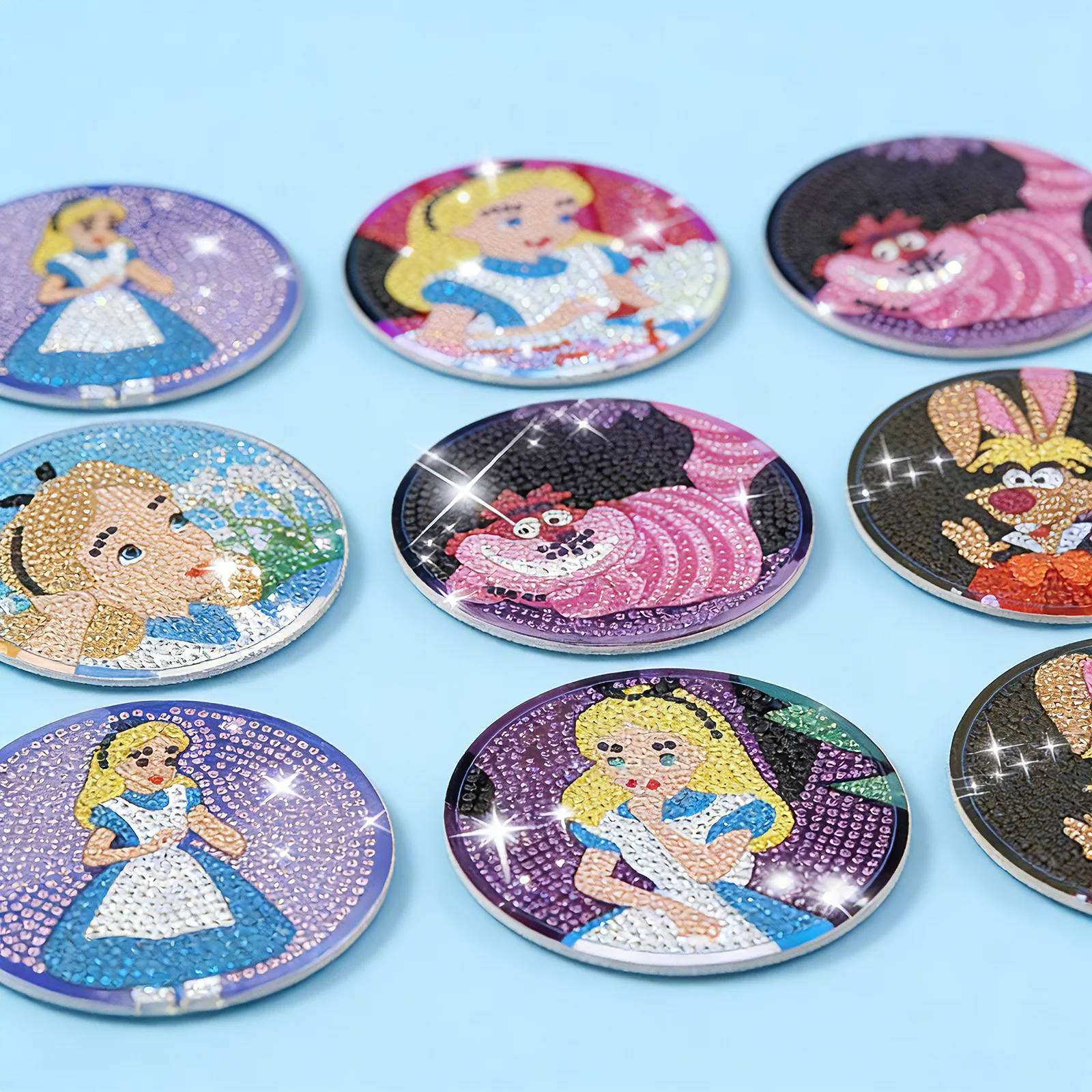 

Alice in WonderlandSeries Princess Diamond Painting Coasters with Holder DIY Cartoon Character Souvenirs New Arrival