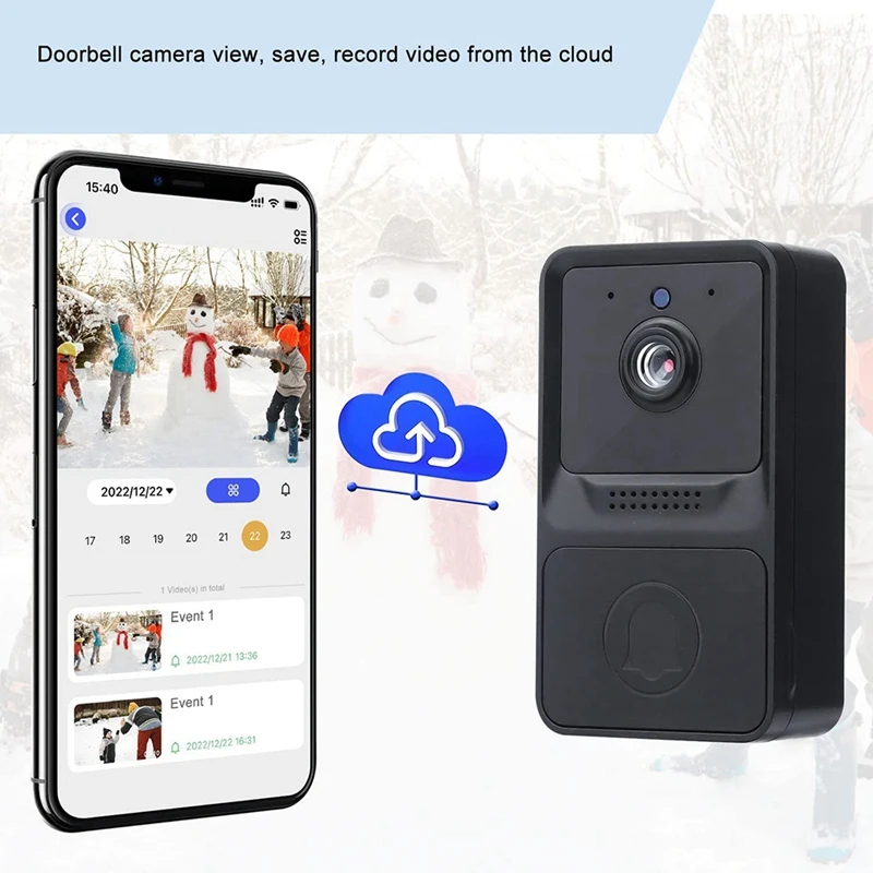 Campainha de câmera de campainha de segurança inteligente com armazenamento em nuvem, monitoramento de áudio bidirecional em tempo real