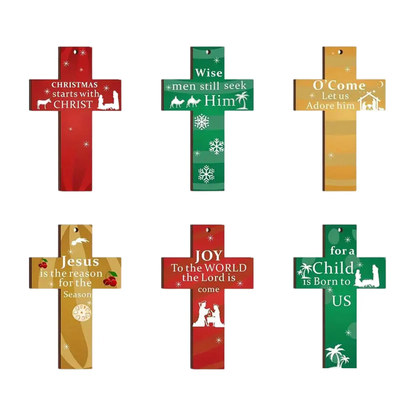 AssortedColor Christmas Tree Decor Wooden Cross – Symbol Of Faith And Holiday Cheer Ornament Hope