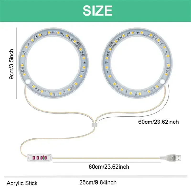 LED Angel Ring Plant Growth Light Full Spectrum Smart 8/12/16H Timer 5 Dimmable Levels Indoor Flower Vegetable Supplement Light