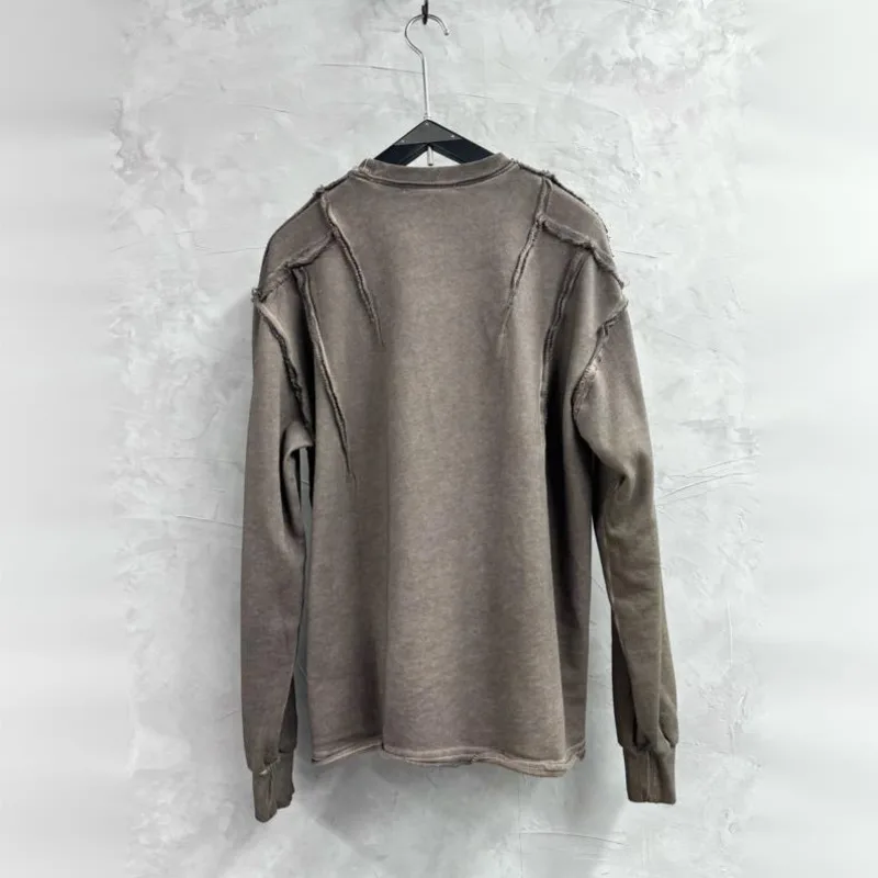 HKSH Spring Autumn New Men Tide Waste Land Light Luxury Patchwork Long-Sleeve T-shirt Y2K Trendy Top Women Vintage Tees HK28099