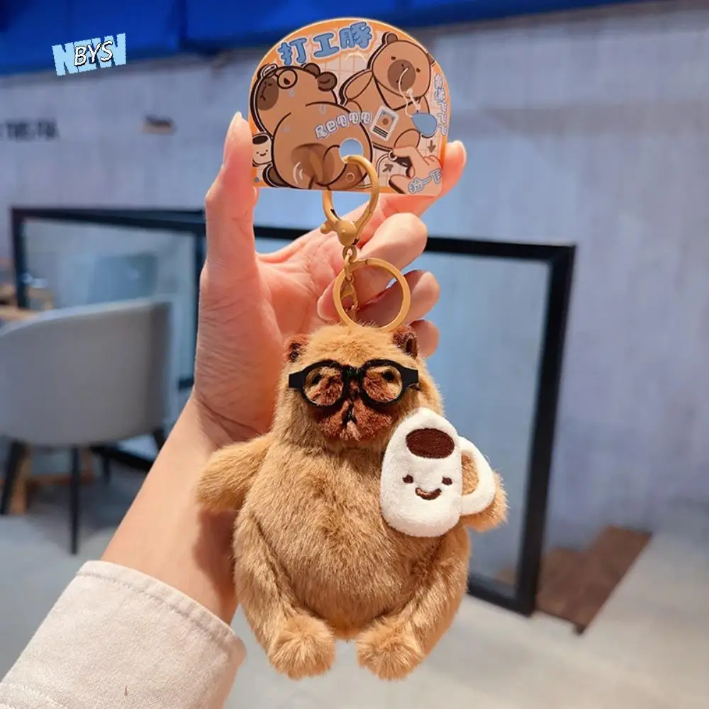 

Creative Cartoon Animal Plush Capybara Keychain Stuffed Fluffy Wag Tail Bag Hanging Pendant Cute Soft Car Key Ring Bag Pendant