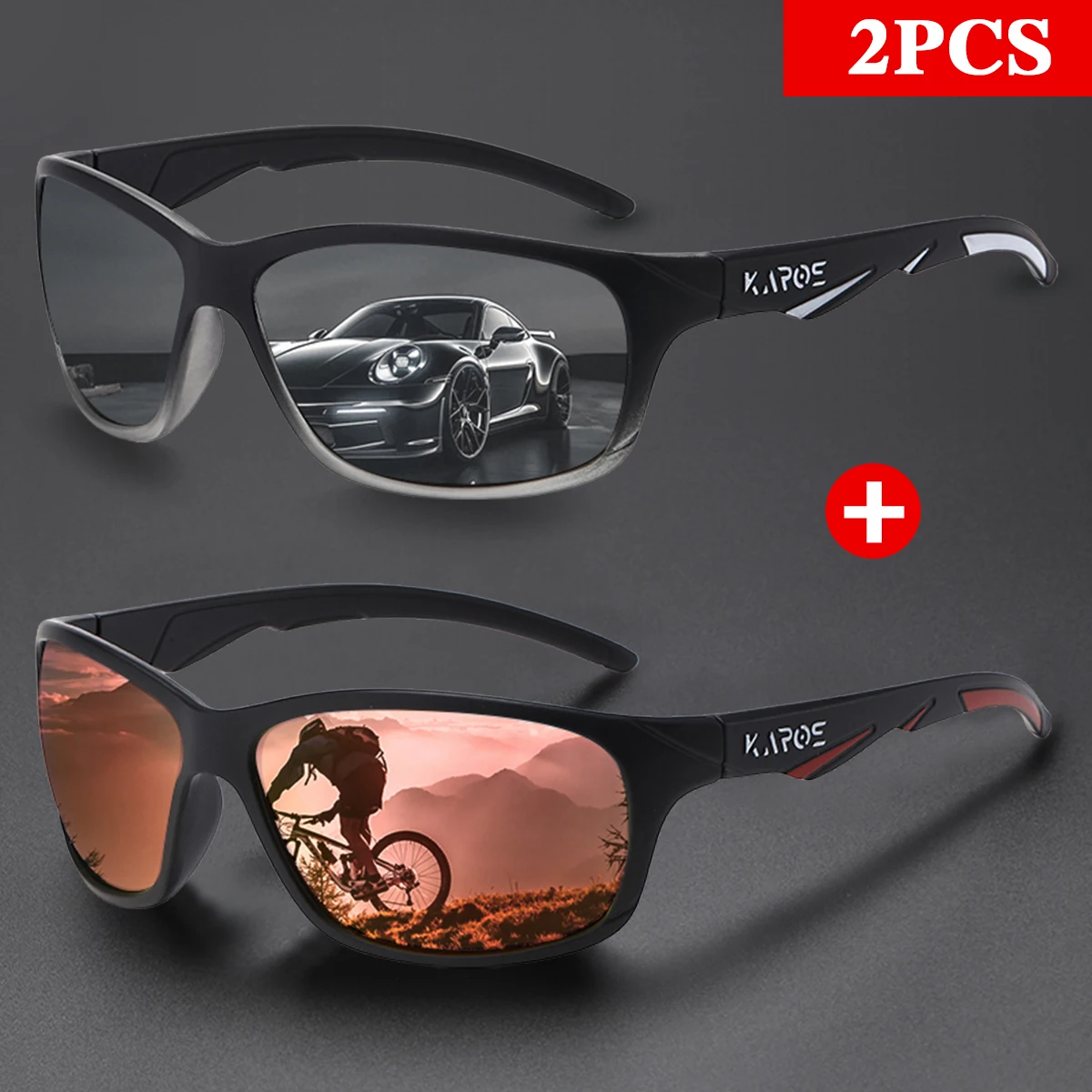 

KAROS 2PCS Polarized Fishing Sunglasses Men Women Fishing Camping Driving Sunglasses Outdoor Sports UV400 Sunglasses