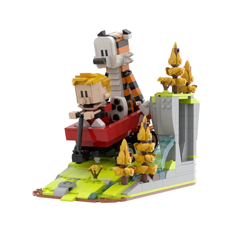 Gobricks MOC Calvined en Hobbes Bricks Model Klassieke Comic Book Figuur Cartoon Tijger Bouwstenen Montage Speelgoed Kinderen Geschenken