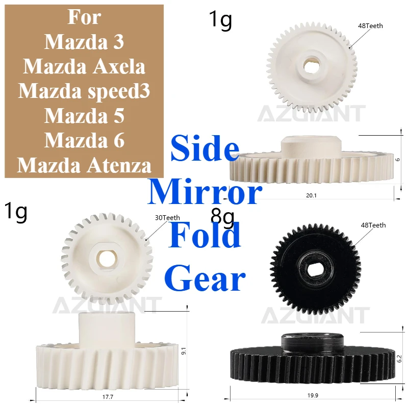 30T 48T For Mazda 3 5 6 Axela speed3 Atenza MK2 MK3 Car Parts Side Rearview Mirror Fold Motor Gear Cog Inner DIY Plastics Metal