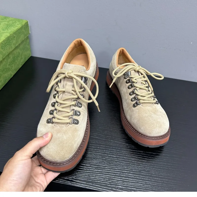 

Original Men's Retro Hiking Shoes Cow Suede Casual Business Formal Commuter Luxury Oxford Derby Leather Shoe Male Street Outdoor