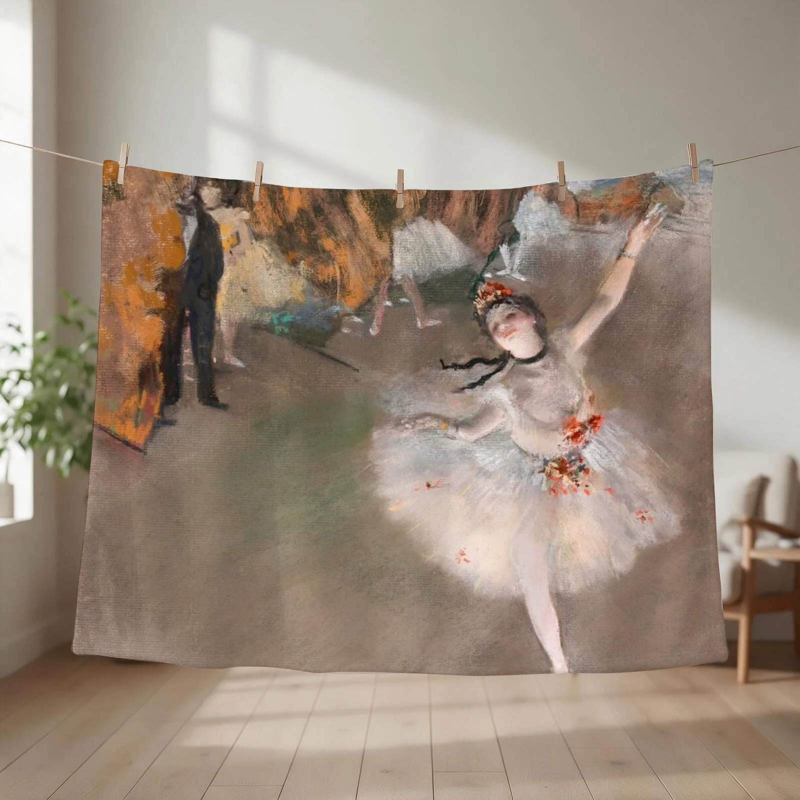 The Star Dancer on Stage Edgar Degas Ballet Throw Blanket