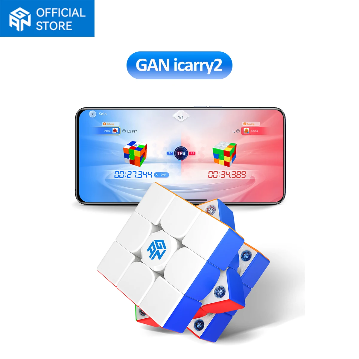 

GAN 356 i Carry 2 Smart Cube 3x3 Speed Cube Intelligent Tracking Timing Movements Steps with CubeStation App