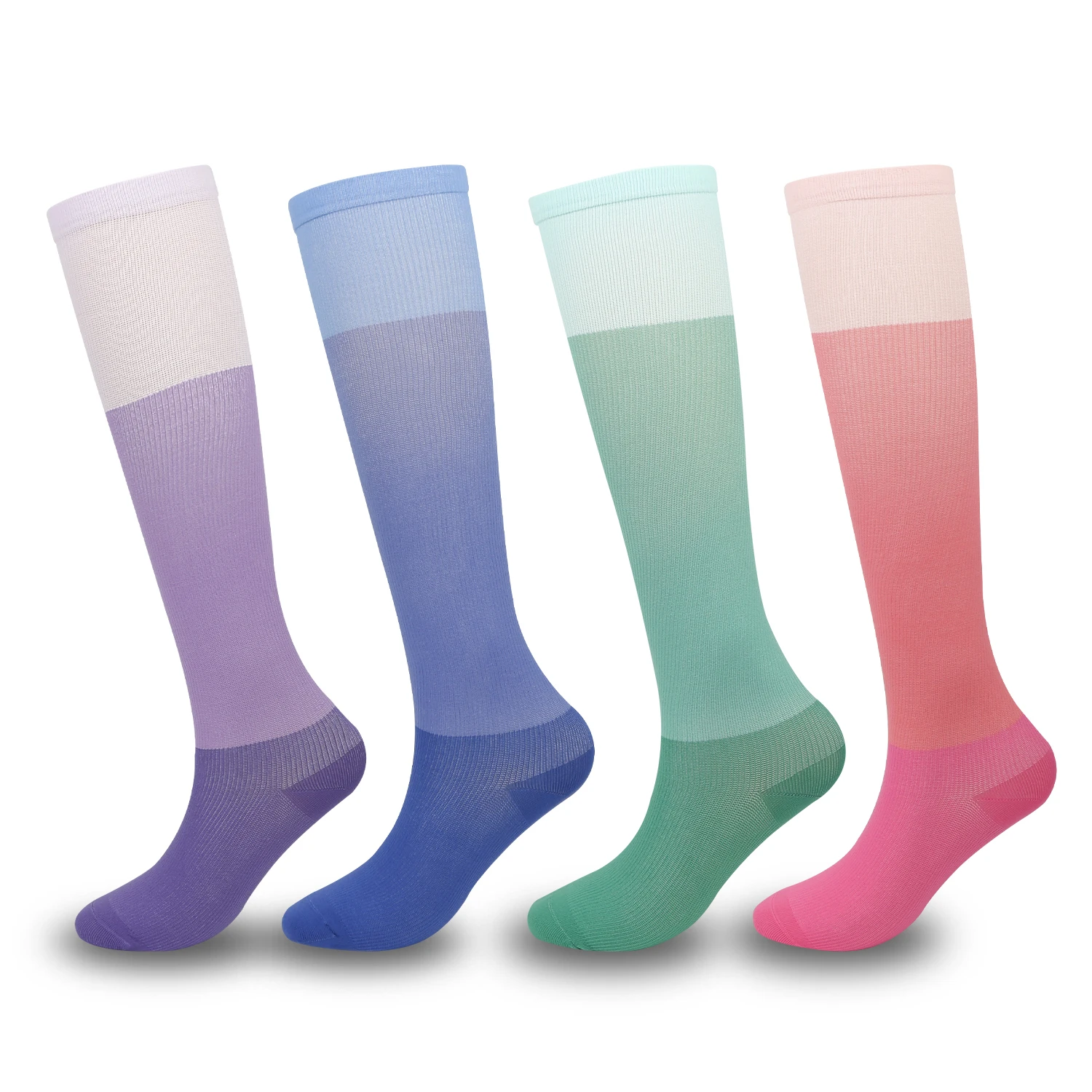 Romantic colors paired with pressure socks for the Paris Olympics. Running, cycling, climbing,  fashionable， calf socks  girls