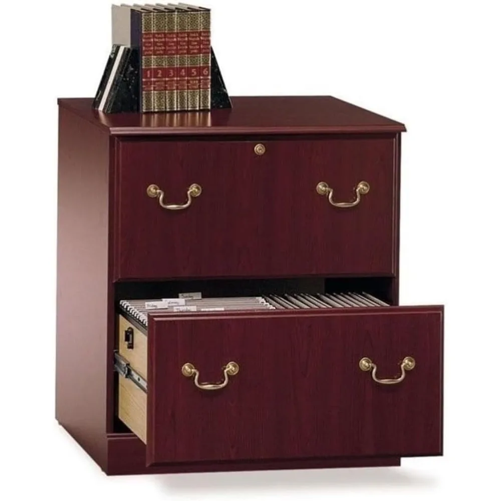 

Cherry Wood Vertical Filing Cabinet with Lock, 30.51" Tall, Easy Assembly, 2 Drawers for Home and Office Use