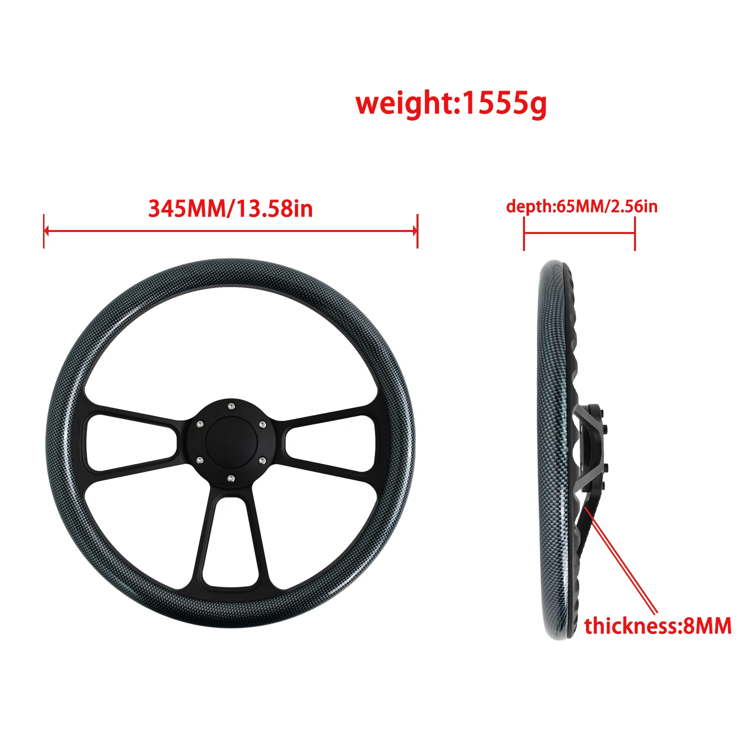 TIYPEOR Universal Three Spoke Carbon Fiber Pattern High Quality Truck Car Modified Steering Wheel