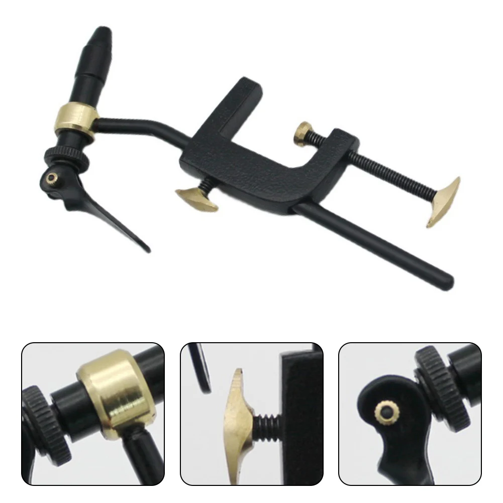 Rotary Fly Tying Vise with Metal C Clamp for Table Mounting up to 35mm Thickness Fishing Tackle Tool for Precise Hook Tying