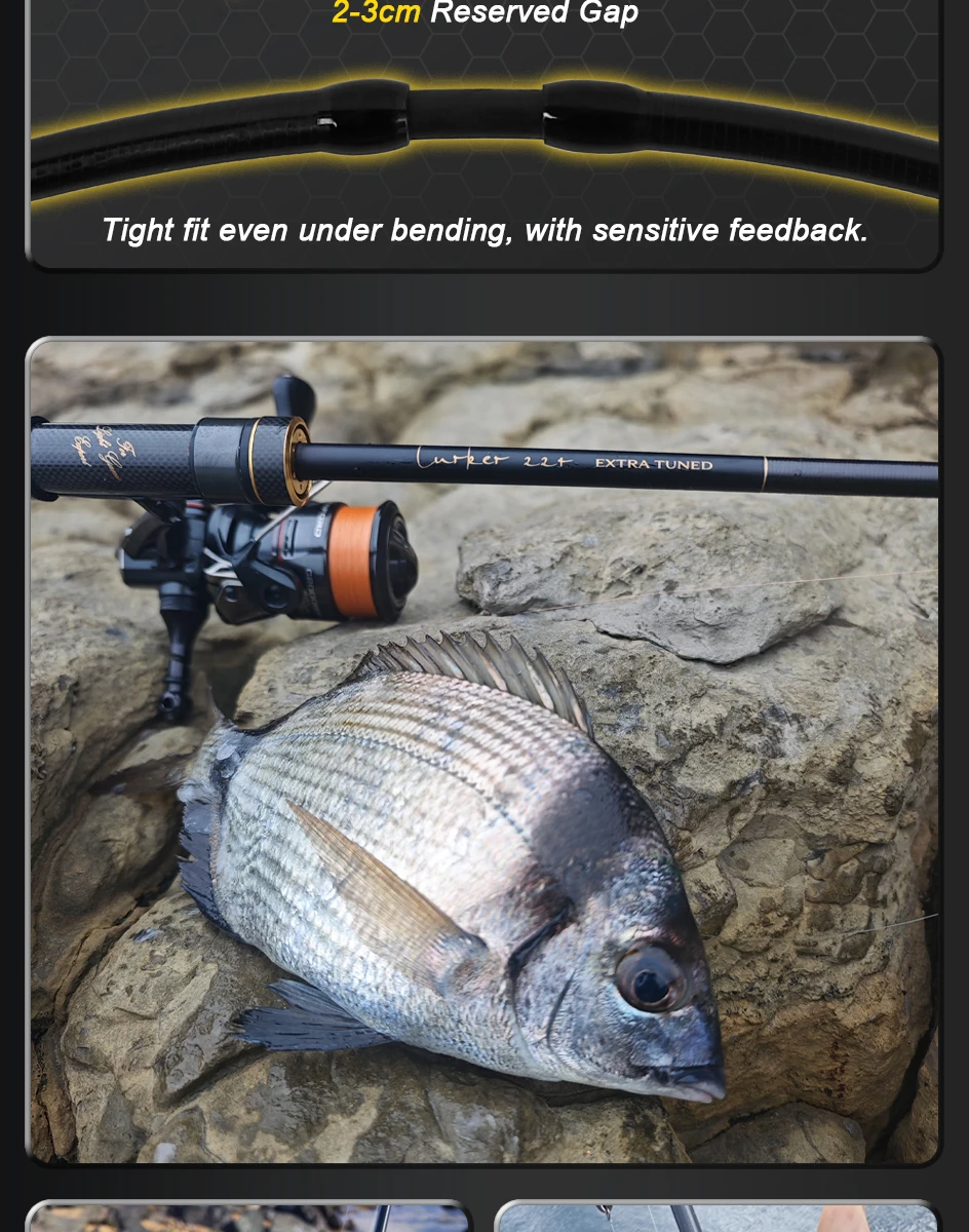 MIFINE LURKER Spinnrute mit Tubular- und Solid-Tip aus TORAY 46T Carbon, 3g/5g/8g, 1,85M/1,93M/1,96M/2,05M/2,15M für Barsch- und Bass-Angeln, schnell – Detail 11