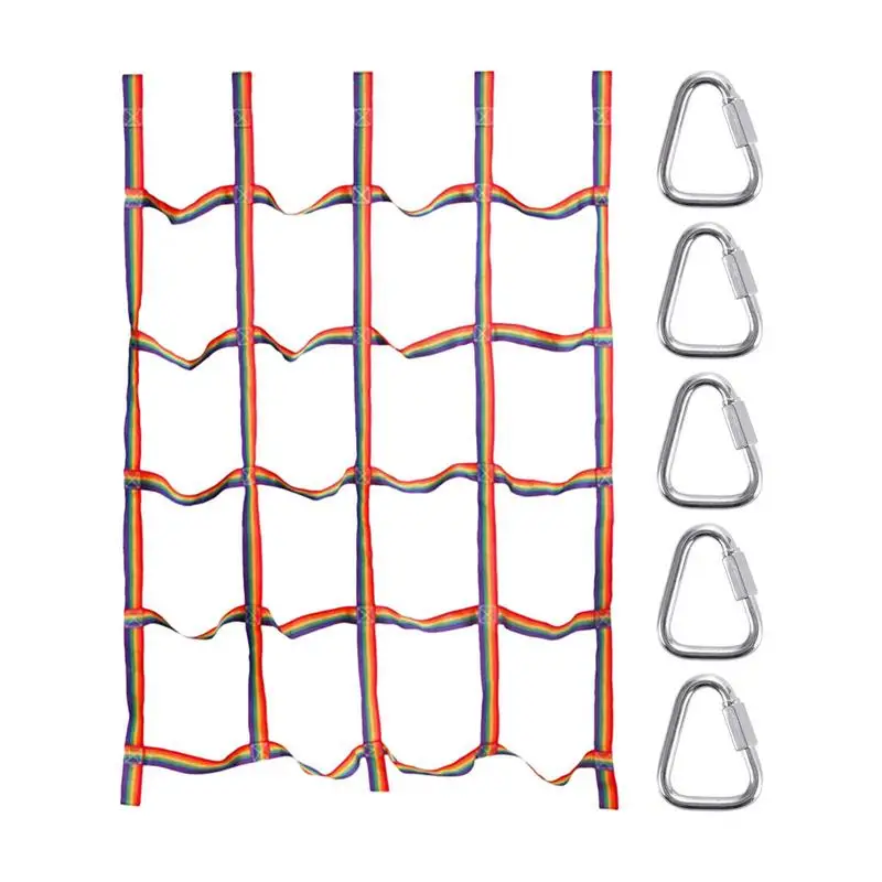 

Уличная детская Радужная сетка для скалолазания, веревка, лестница, препятствия джунглей, воин, навесная площадка, стена для скалолазания и тренировок