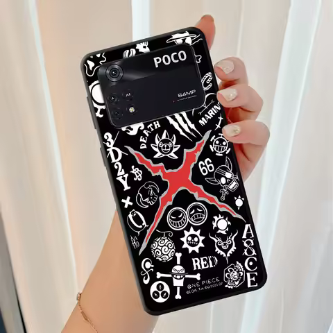 O-One P-Pieces Anime Phone Case for Xiaomi Poco X3 NFC M5s M7 C51 C61 X7 C71 X4 Pro M3 M4 Pro F3 F7 X5 C75 C40 C50 Black Soft