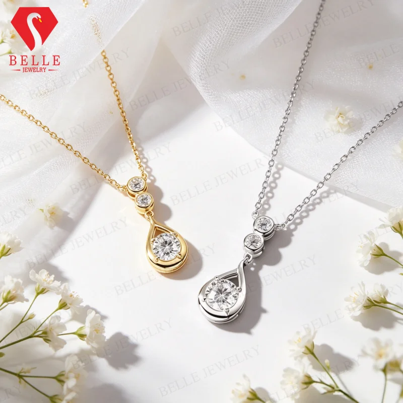 Moissanite Necklace 925 Sterling Silver D Color VVS1 Round Cut 1CT Pendant GRA Certified Factory Direct Daily Versatile