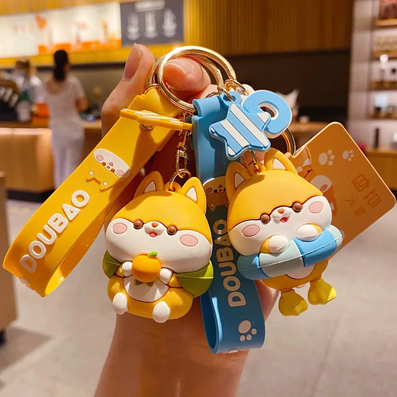 

Cartoon Genuine Funny Shiba Inu Keychain Cute Key Ring Fashion Couple Key Chain Accessories Bag Pendant Keyring Gift Ornament