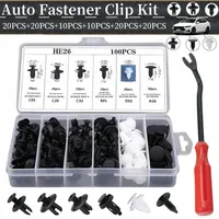 100PCS Auto Fastener Clip Car Fender Push Retainer Pin Rivet Bumper Mixed Kit for Door Trim Panel Retainer with Dismantling Tool