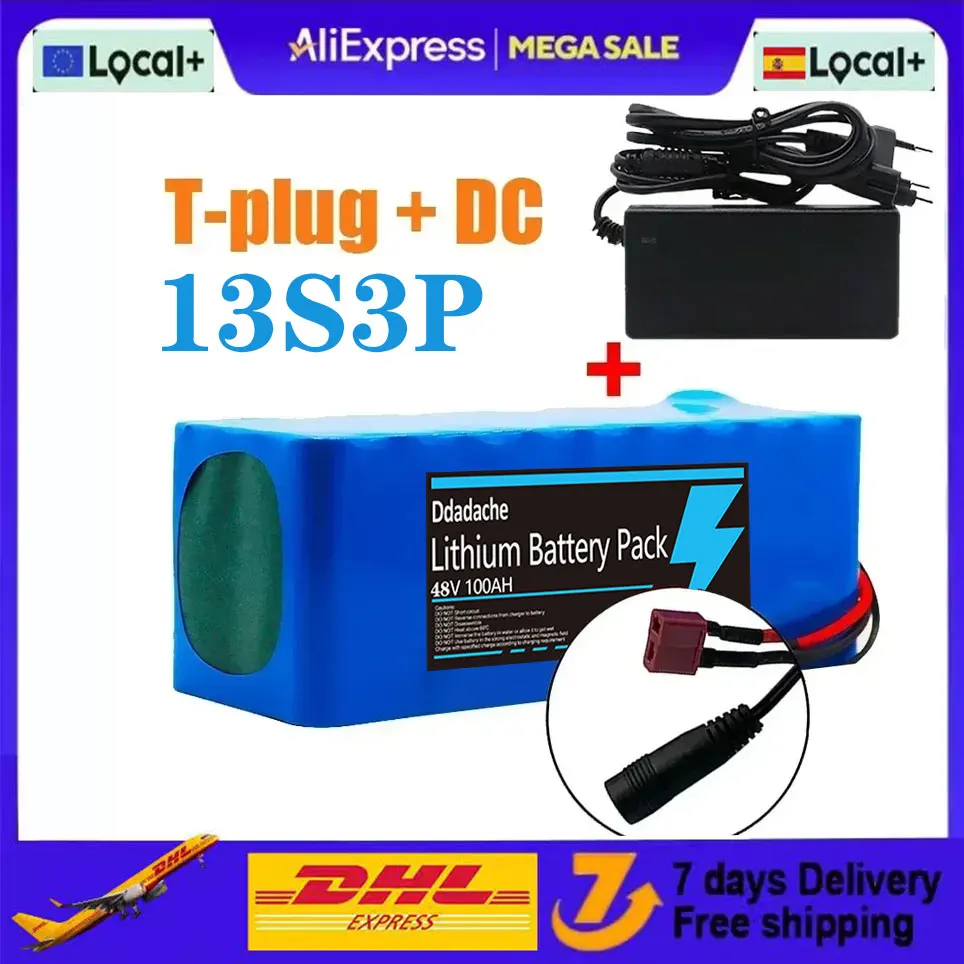 Original 13S3P 48V 100000mAh 100Ah Lithium-Ionen-Akkupack mit 1000W BMS 54,6V 18650 Lithium-Akku für Hochleistungsanwendungen