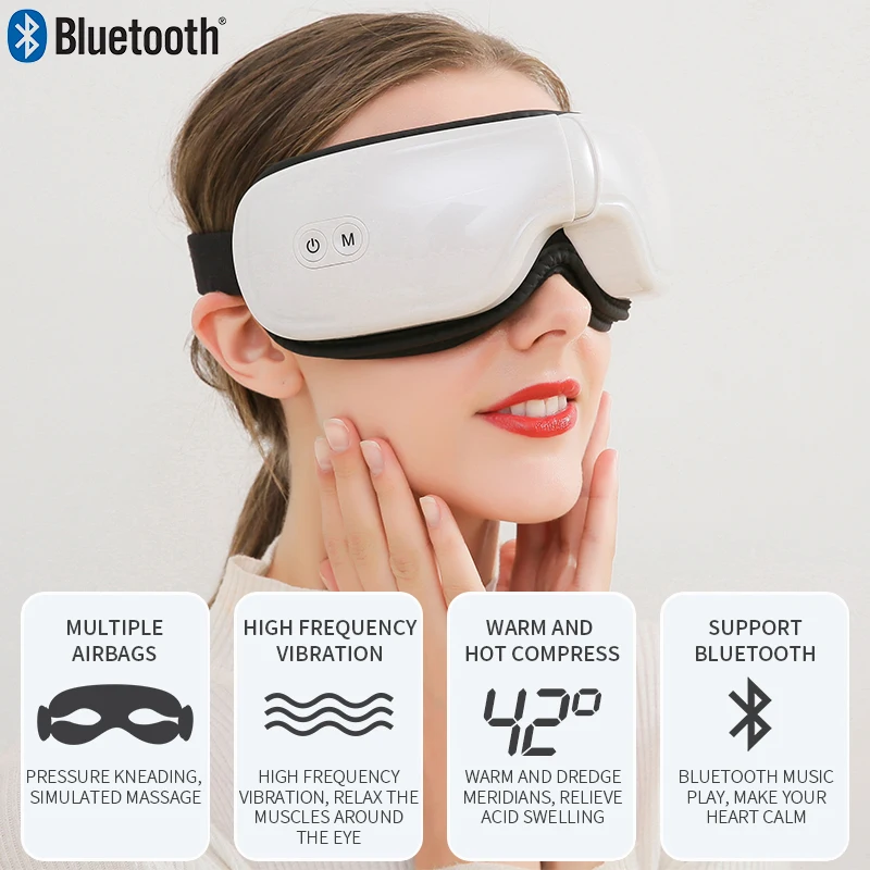 Smart Eye Massage Instrument Vibration Eye Care Massager Airbag Compress Bluetooth Music Eye Relax Fatigue Massage Sleep Mask view 6
