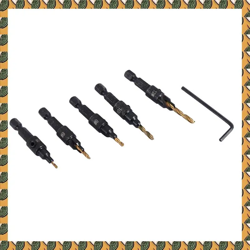 

14 Pcs Wood Plug Hole Cutter Chamfered Plug Cutter Drill Bits Five-Slot Countersink Drill 1/4 Inch Hex Spanner Tool Set
