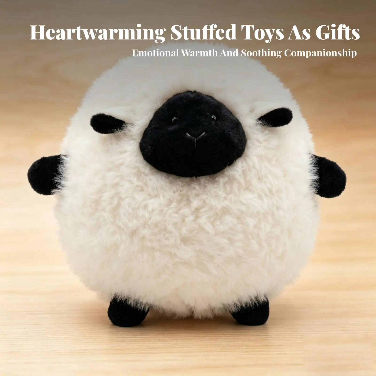 Round Sheep Soft Pillow Black-and-White Sheep Soft Fuzzy Lamb Stuffed Animal view 6