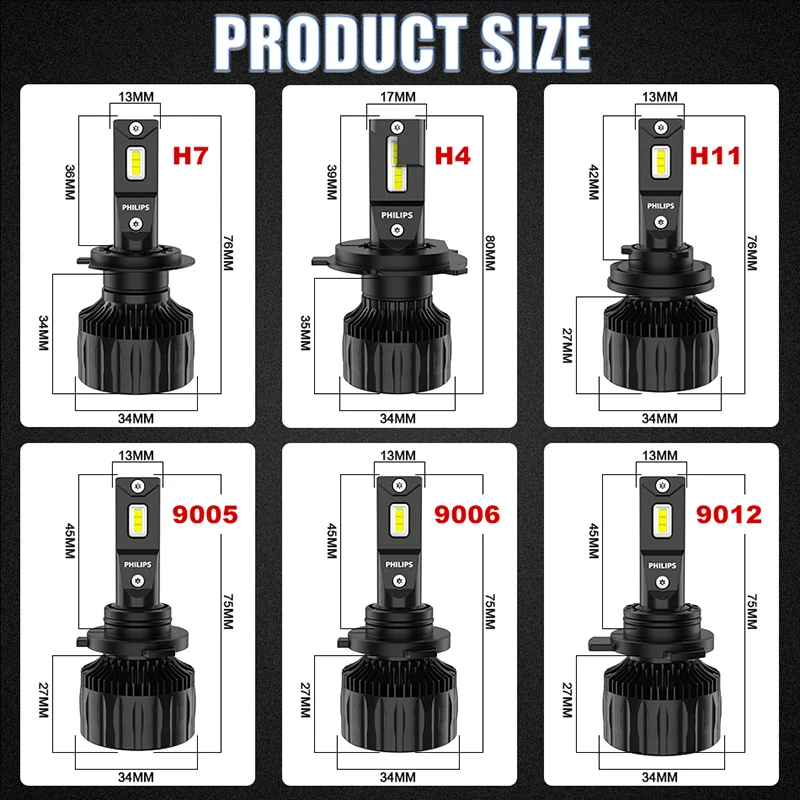 فيليبس Ultinon رالي 3550 LED H4 H7 H11 HB3 HB4 H18 H19 HIR2 سيارة العلوي 6500K عالية/منخفضة الطاقة 100 واط ماكس التجويف 9000lm لمبة 2 قطعة