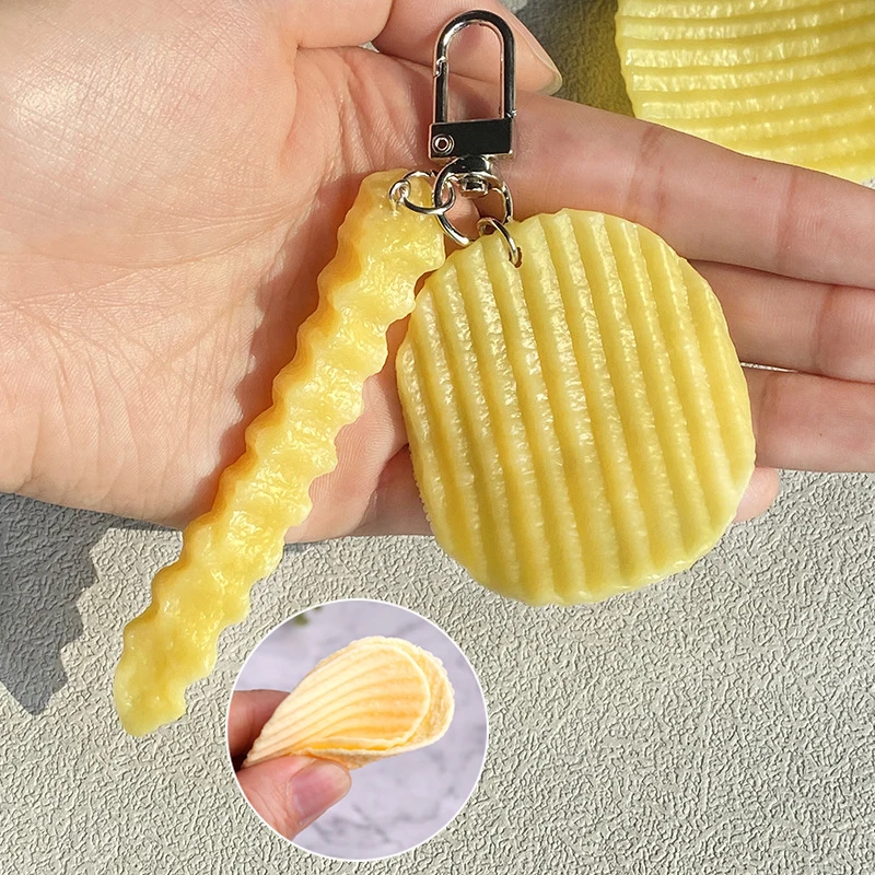 Creative Simulated Wave French Fries/Potato Chips Food Keychain Soft Silicone Toys Bag Pendant Earphone Decoration Giveway Gift