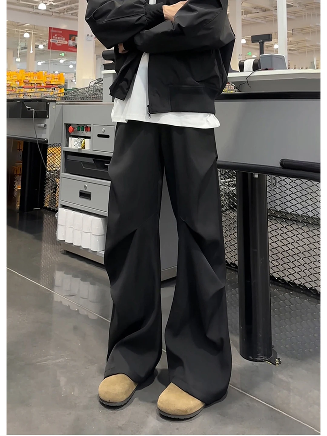 

Мужские брюки Cleanfit с широкими штанинами, складками и высокой талией, на подкладке, для осени и зимы, рабочие, повседневные, модные, в стиле Ciwalk