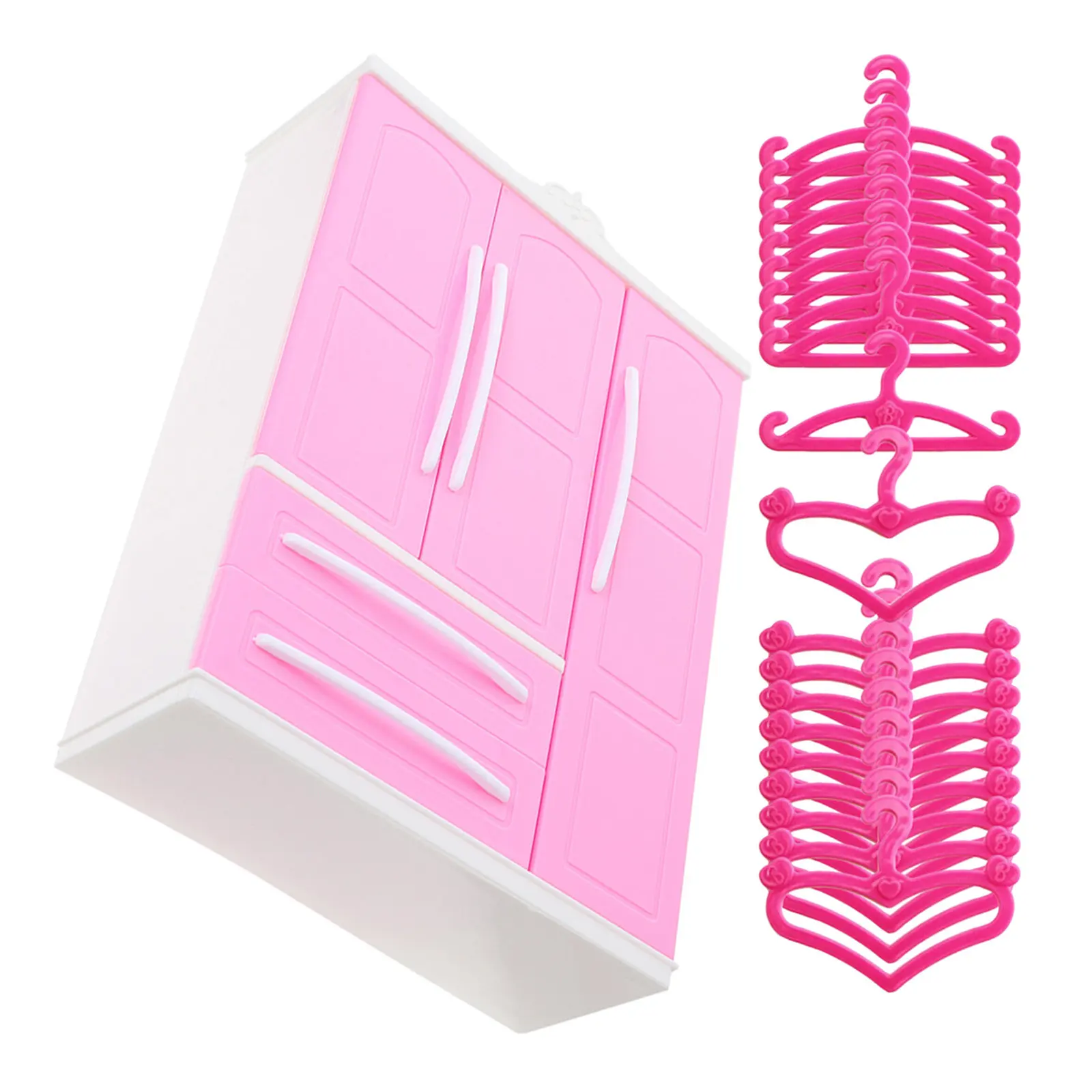 

1Set Three Side Storage Wardrobe Miniature Closet Furniture with Hangers for Tiny House Decoration Clothes Organizing