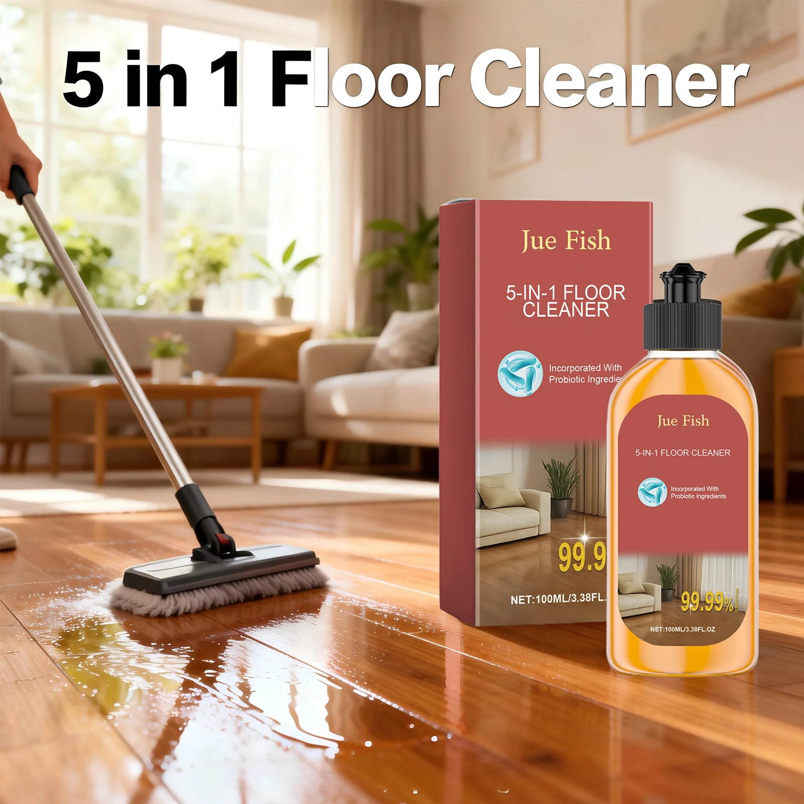 5 in 1 Floor Cleaner Clean the Floor Remove Stain Polishing Wooden Floor Fresh Scent Eliminating Stubborn Mark Household Cleaner