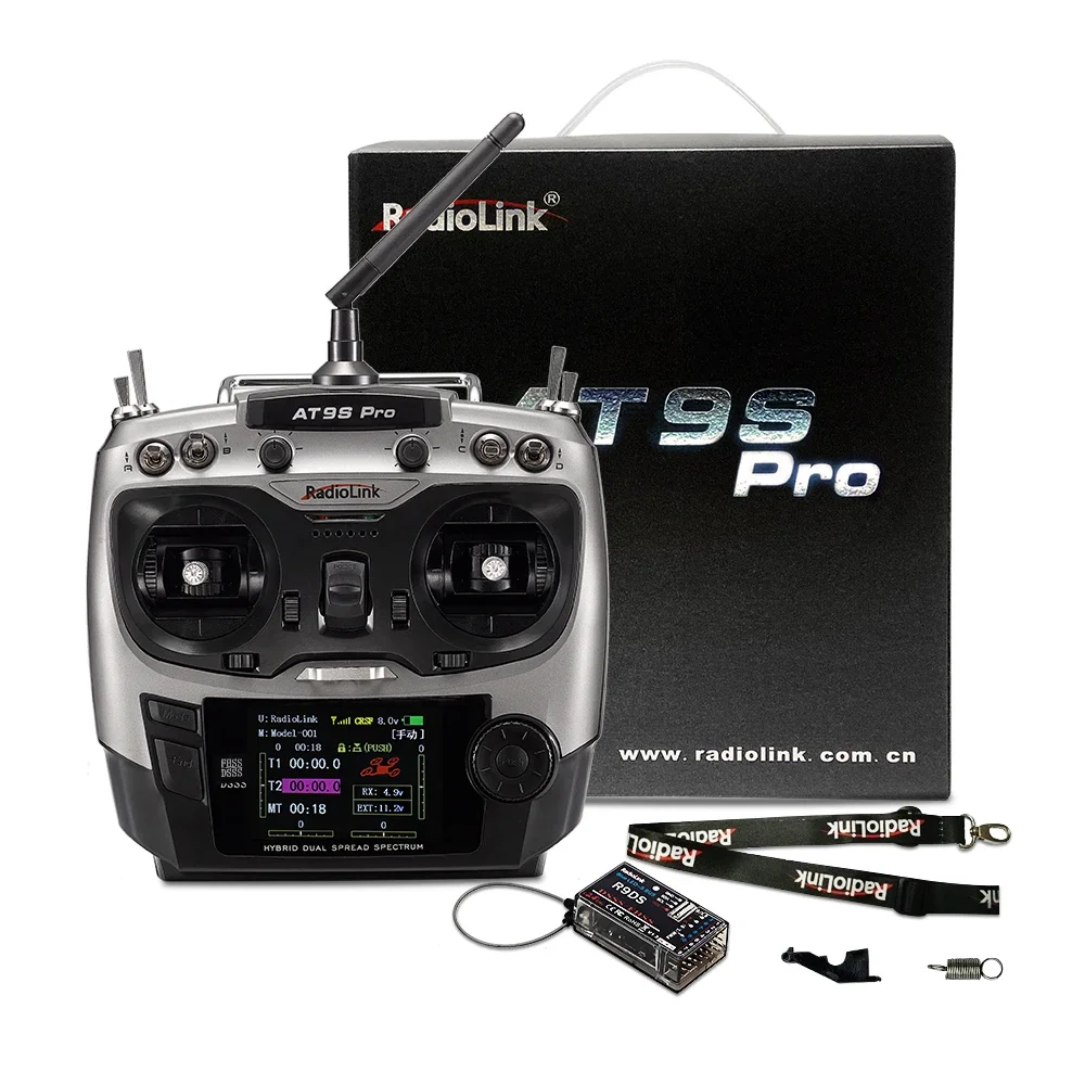 RadioLink AT9S PRO 2.4G 12CH DSSS FHSS 송신기(R9DS 수신기 포함) RC 비행기 헬리콥터 FPV 무인기용 3S 2200mah 8C 배터리