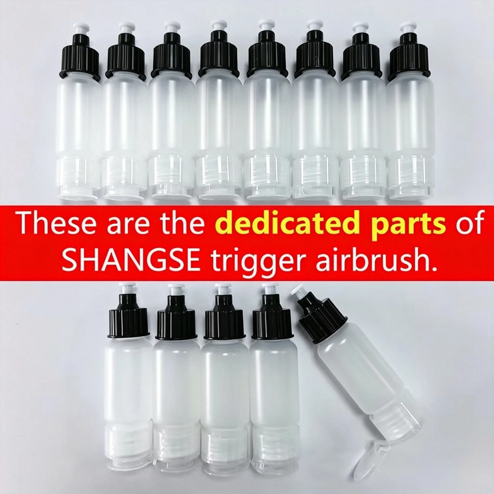 

Dedicated Parts 50ml Bottles with Black Caps only for SHANGSE Trigger Airbrush Direct Paint Storage Accessories Kit