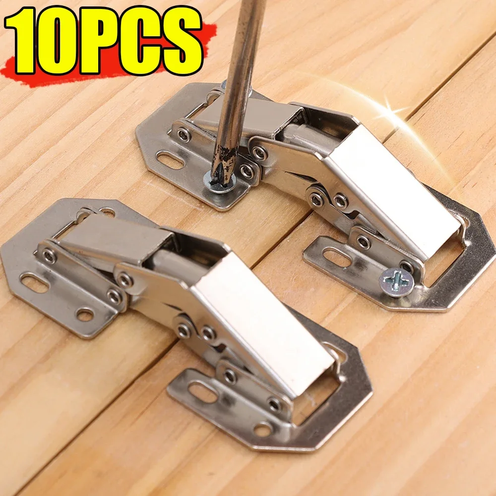 10/2PCS Cabinet Hinge 90 Degree Soft Close Spring Hinges No Pre-drilled Noiseless Hidden Furniture Cabinet Hinge Home Hardware