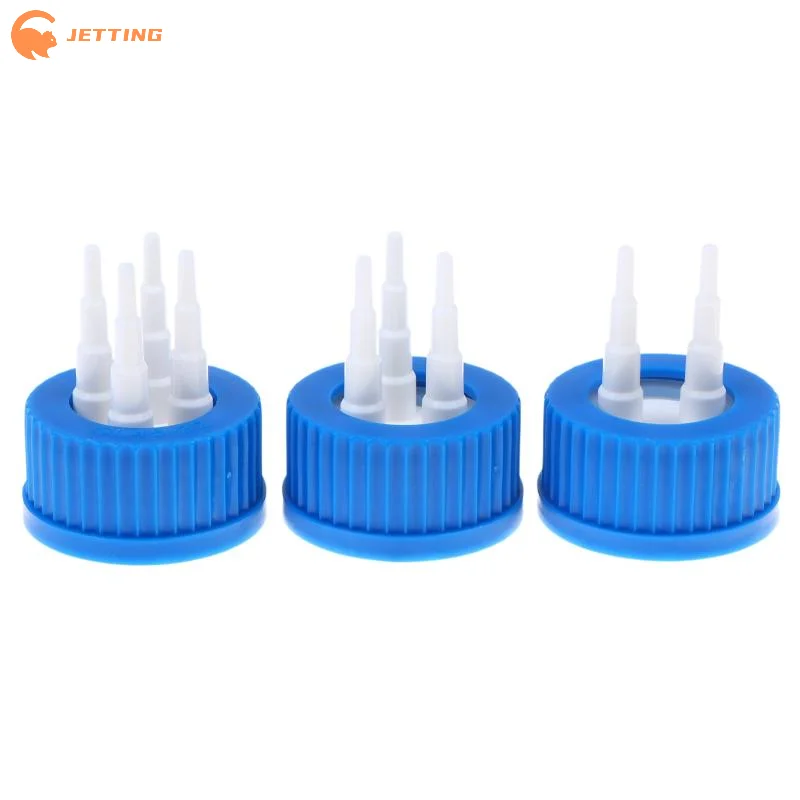 1Pcs GL45 Blue Safety Lid Feeding Bottle Caps 1 2 3 4 Mouth Reactor Feeding Bottle Adapter Cap Mobile Phase Anaerobic Bottle Lid