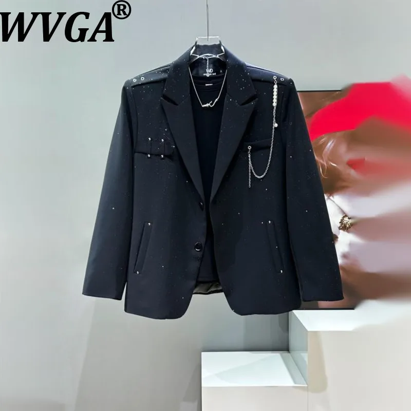 

WVGA Spring Autumn New Men Tide Gold Stamping Trendy Starry Sky Slightly Blazer Niche Chic Flared Wide-Leg Suit Pants Set W15625