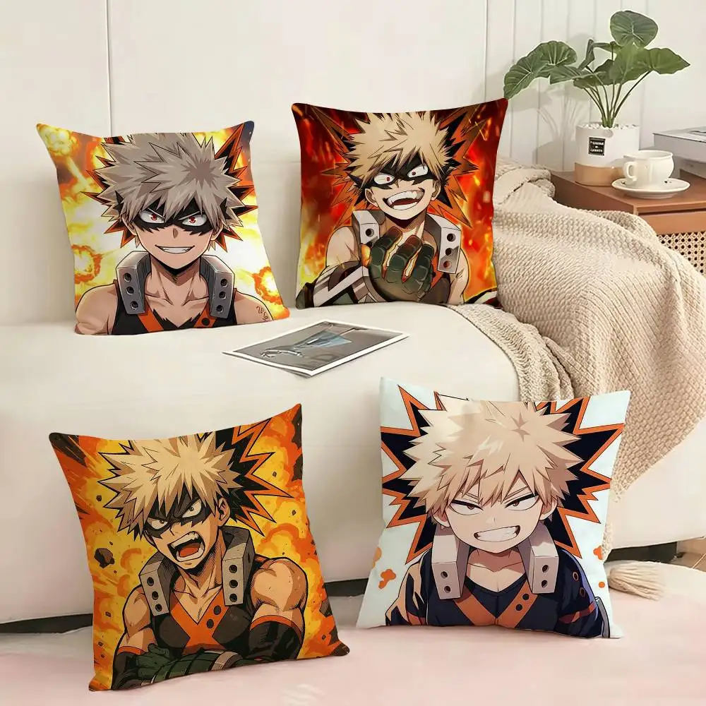 popular Cartoon Katsuki Bakugo  Pillow Case Square Double-Sided Sofa Cushion Cover Bedroom Bedside Pillow Gift