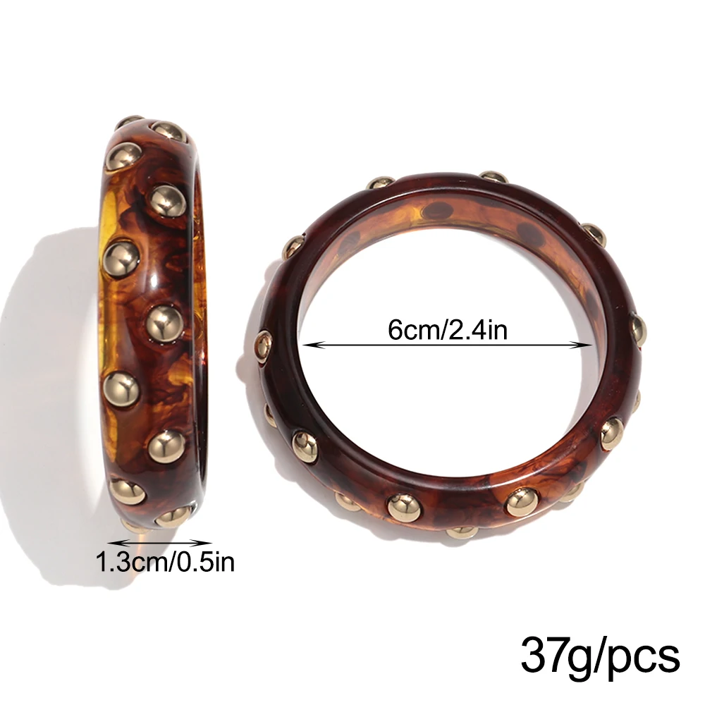 Vintage Bernstein Harz Geometrische Chunky Armreif Armbänder für Frauen Acryl Stapelbare Breite Armreifen Herbst Winter Schmuck – Detail 2