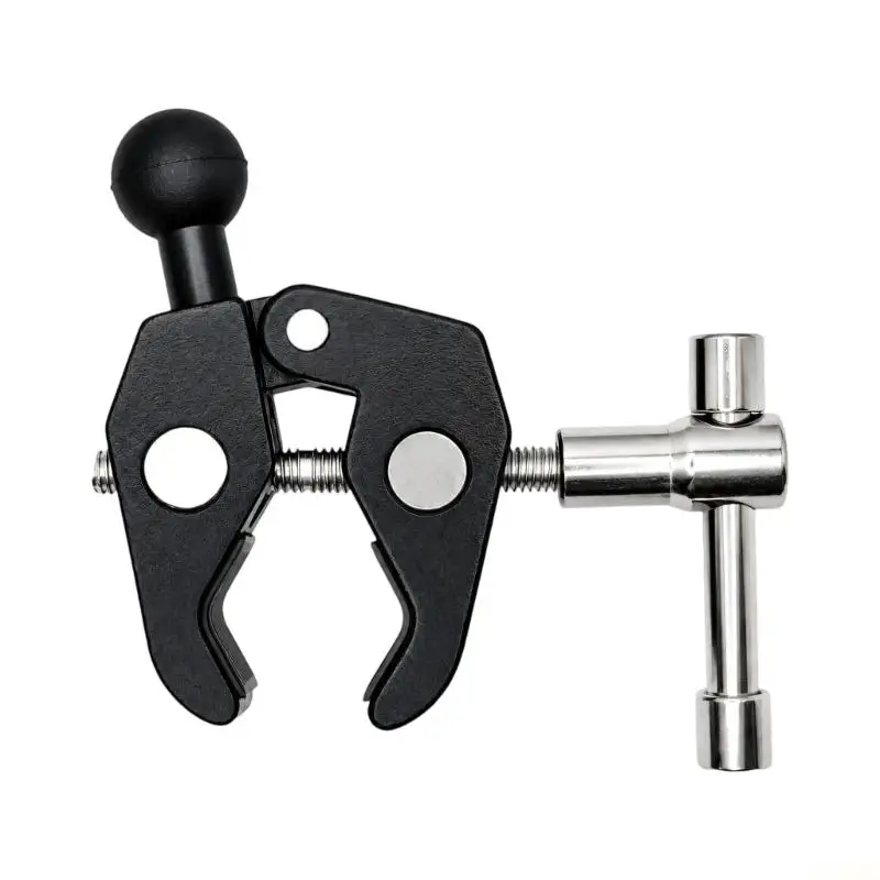 B03F Clamp-On Camera Mount with Screw-Knob Control and Adjustable Ball-Head Joint for Tables, Support Rods, and Camera Stands